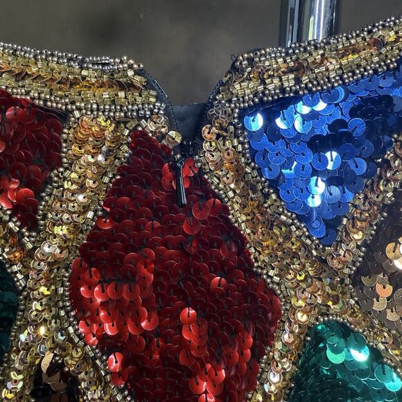 Vintage Black Tie Silk Sequin Top Stunning Condition Size Small Vintage 80's - Picture 12 of 13